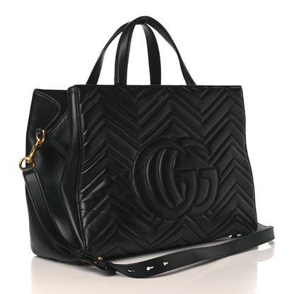 Gucci Calfskin Matelasse Medium GG Marmont Tote Black 3 of 9