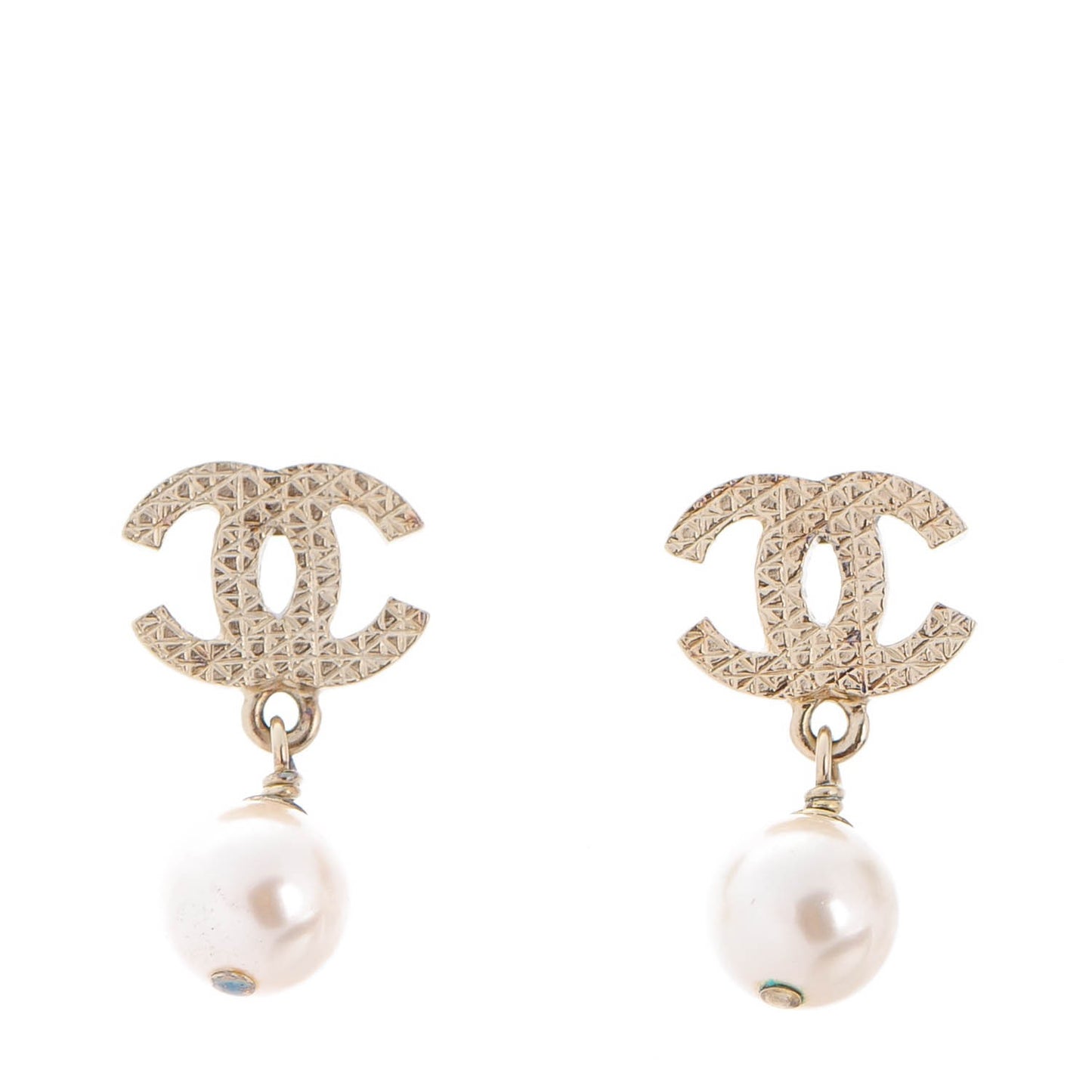 Pearl CC Drop Earrings Gold