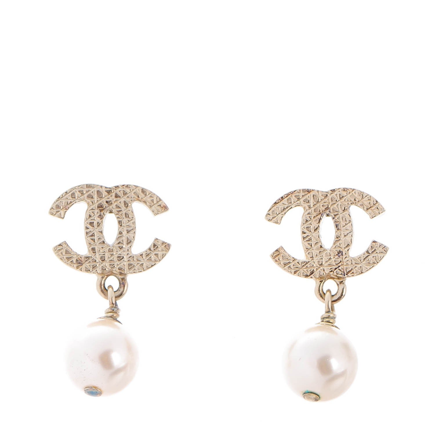 Chanel Pearl CC Drop Earrings Gold 1 of 5