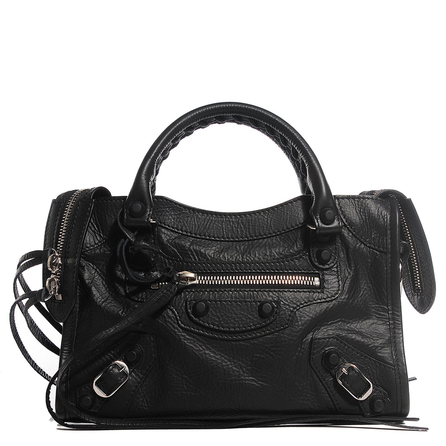 Matte Goatskin Rubber Covered Classic Hardware Mini City Black