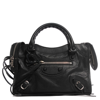 Balenciaga Matte Goatskin Rubber Covered Classic Hardware Mini City Black 1 of 12