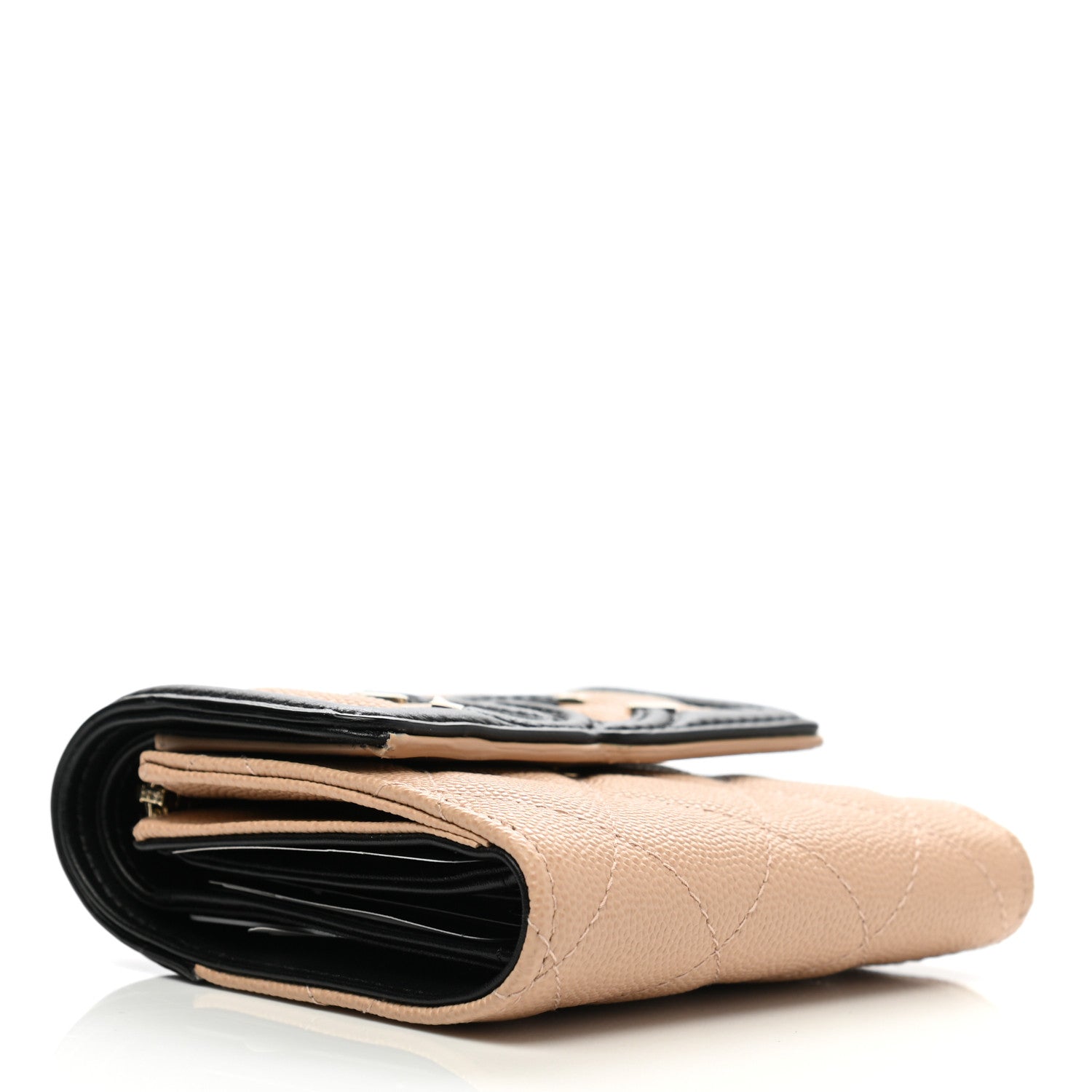 Chanel Caviar Quilted Filigree Flap Wallet Beige Black 4 of 9