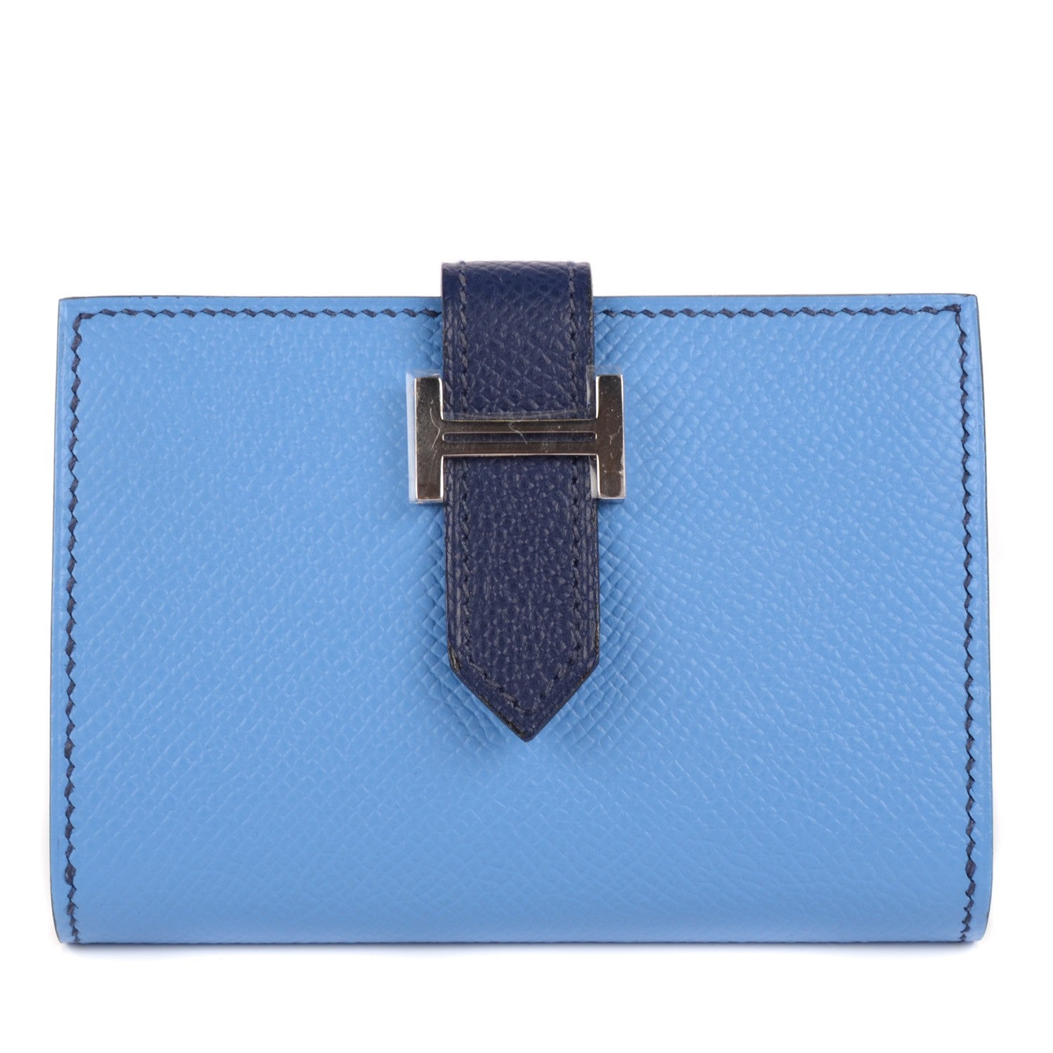 Hermes Epsom Bi Color Bearn Card Holder Wallet Bleu Sapphire Paradise 1 of 10