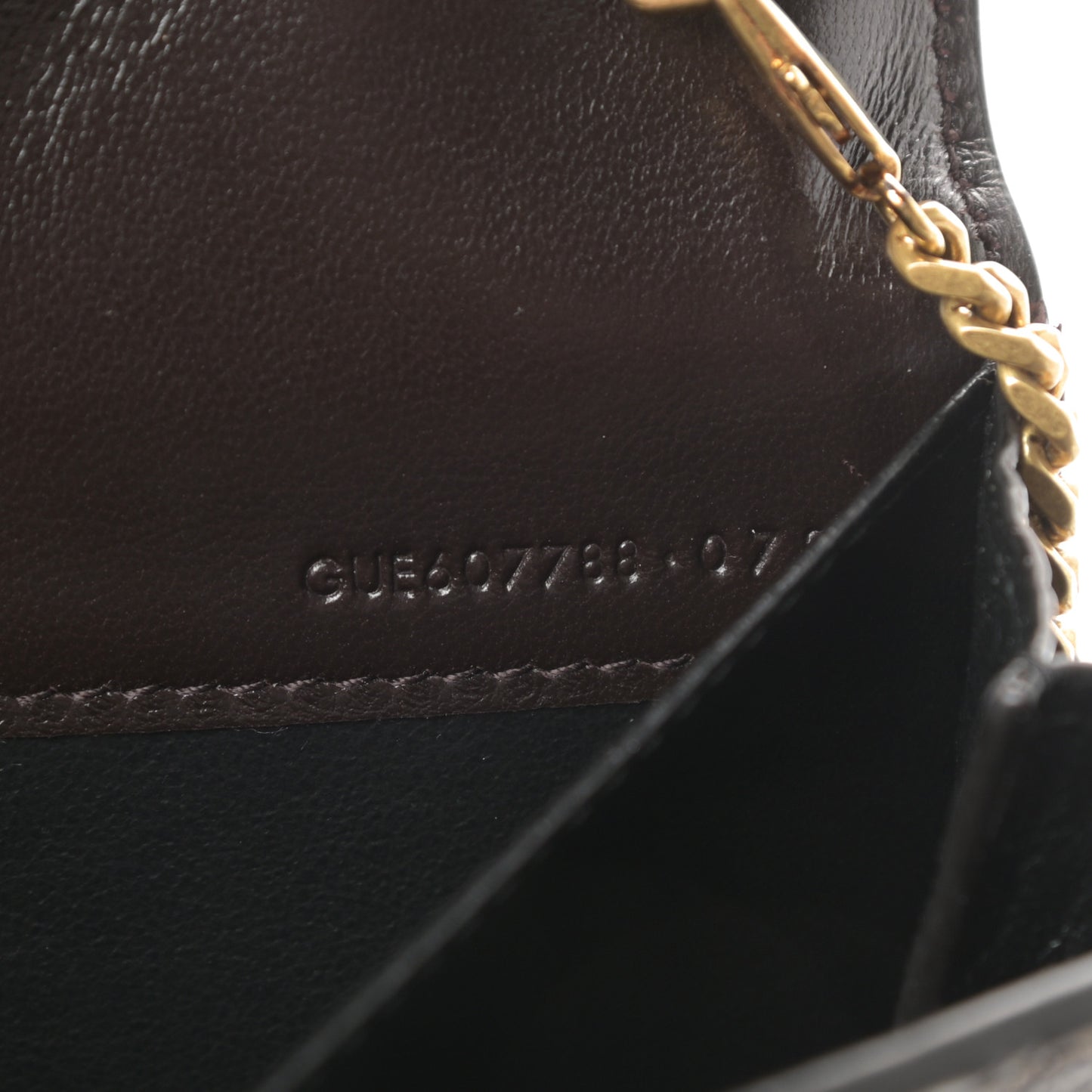 Calfskin Crocodile Embossed Monogram Uptown Chain Wallet Fondente