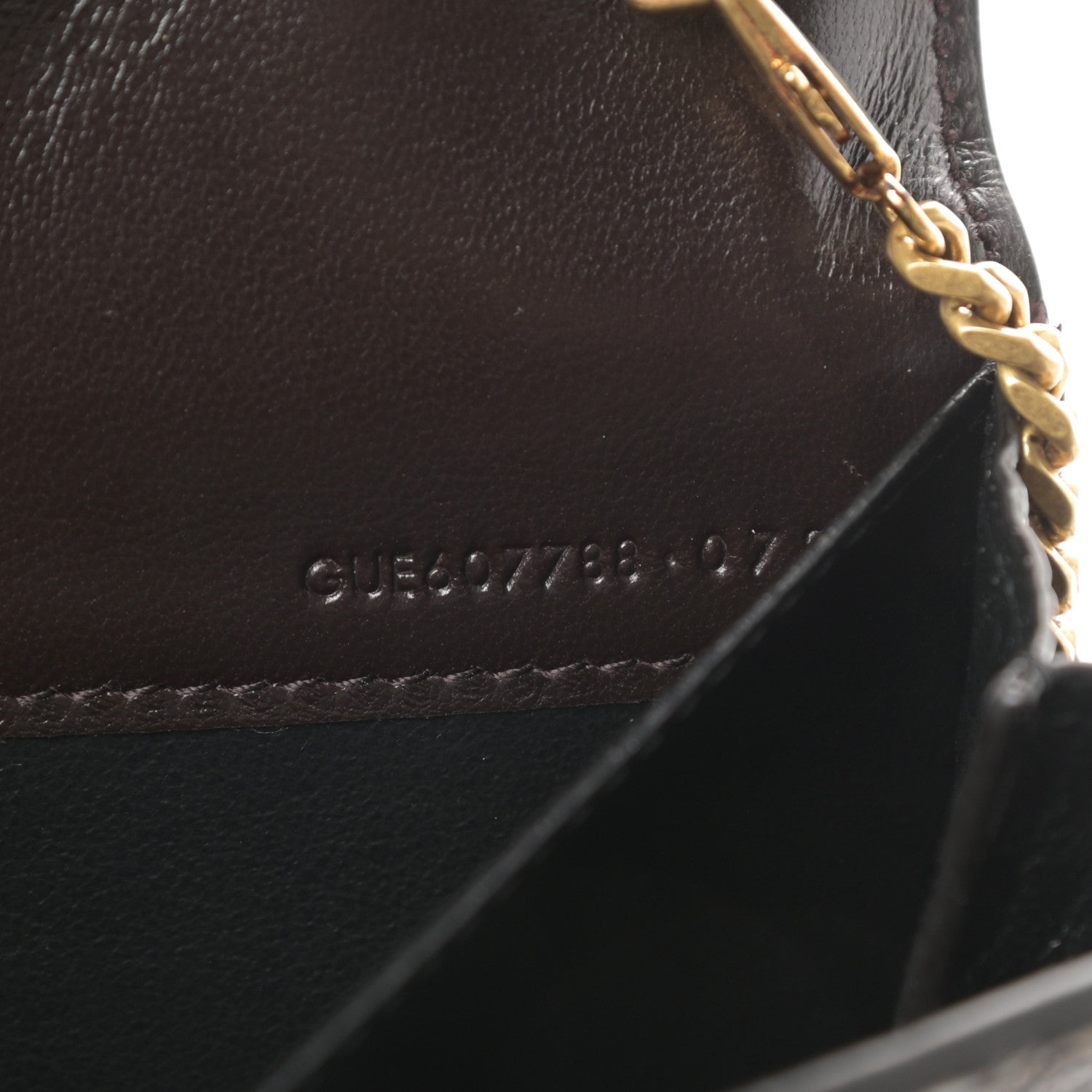Saint Laurent Calfskin Crocodile Embossed Monogram Uptown Chain Wallet Fondente 8 of 12