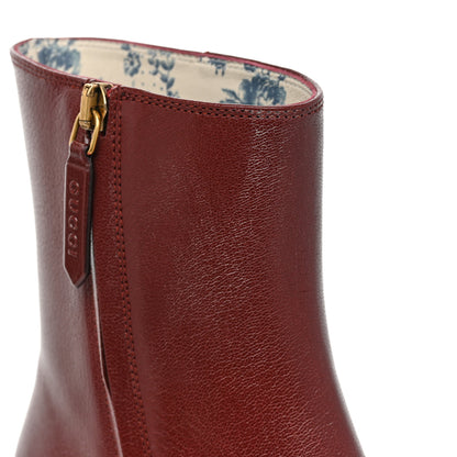 Gucci Goatskin Hills Logo Ankle Boots 36.5 Burgundy Beige 11 of 13