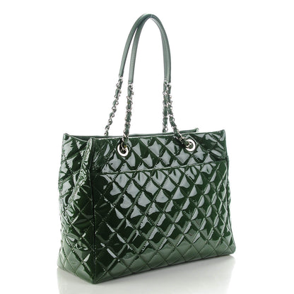 Chanel Patent Quilted Large Coco Shine Shopping Tote Dark Green 3 of 7