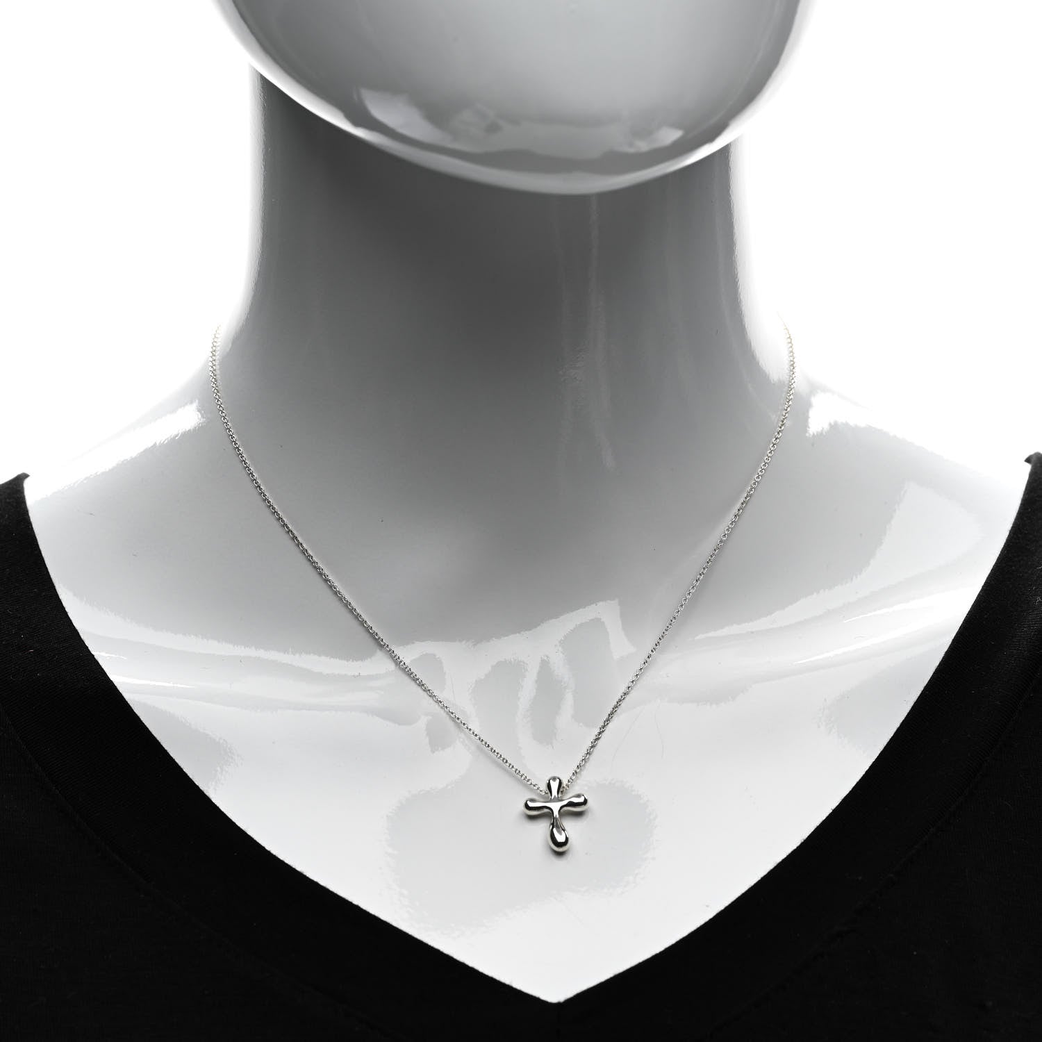 Tiffany Sterling Silver 12mm Elsa Peretti Cross Pendant Necklace 2 of 5