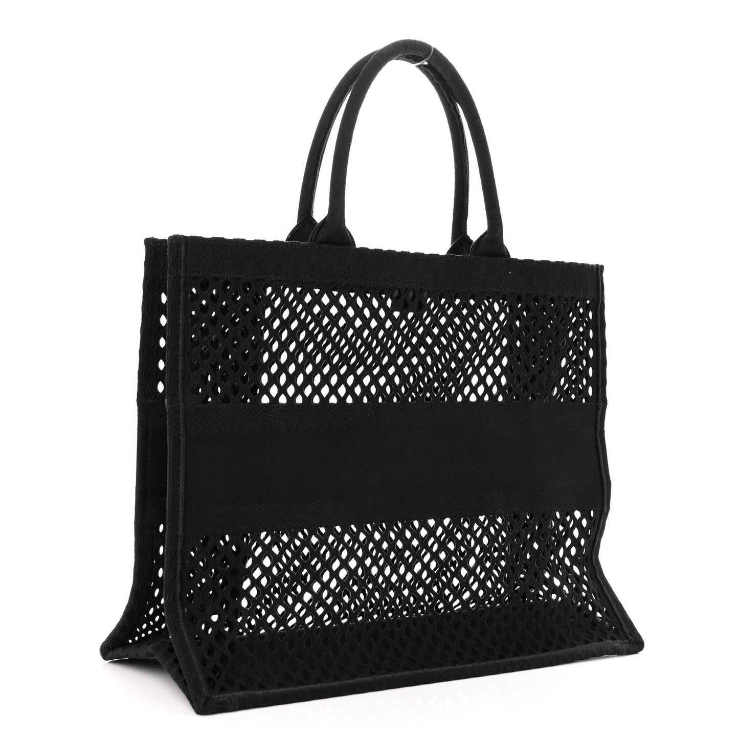 Mesh Embroidered Large Book Tote Black