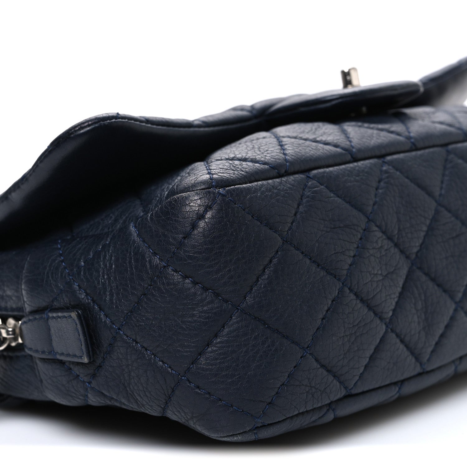 Chanel Deerskin Quilted Casual Journey Flap Dark Blue 9 of 10