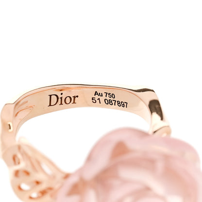 Christian Dior 18K Pink Gold Diamond Rose Quartz Dior Pre Catelan Ring 51 5.5 5 of 6
