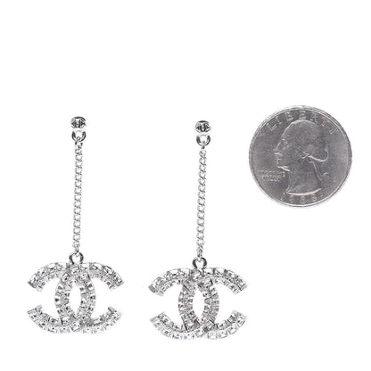 Chanel Baguette Crystal CC Drop Earrings Silver 2 of 4