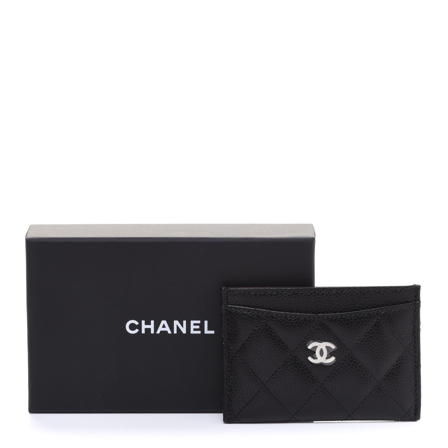 Caviar Quilted Card Holder Black