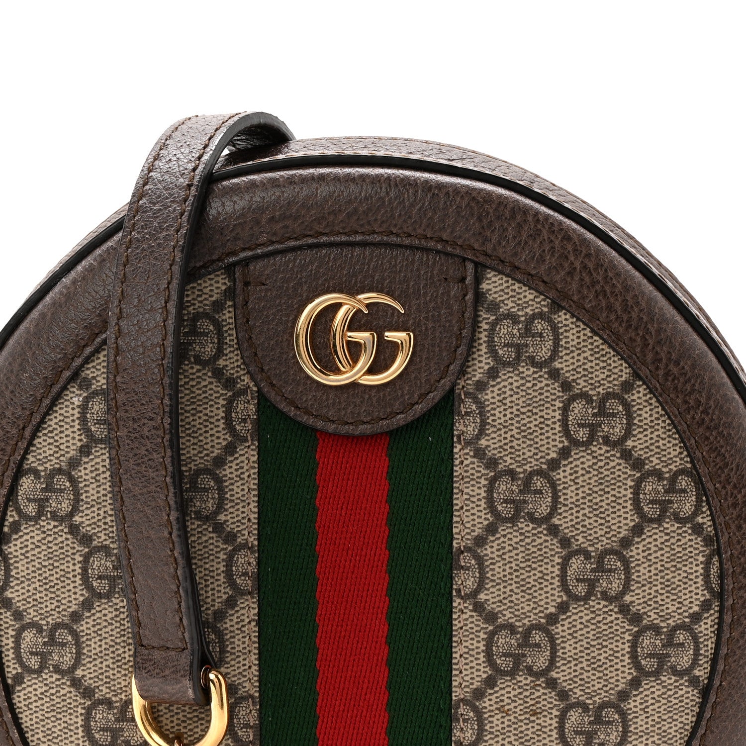 Gucci GG Supreme Monogram Web Mini Ophidia Round Shoulder Bag Brown 8 of 10