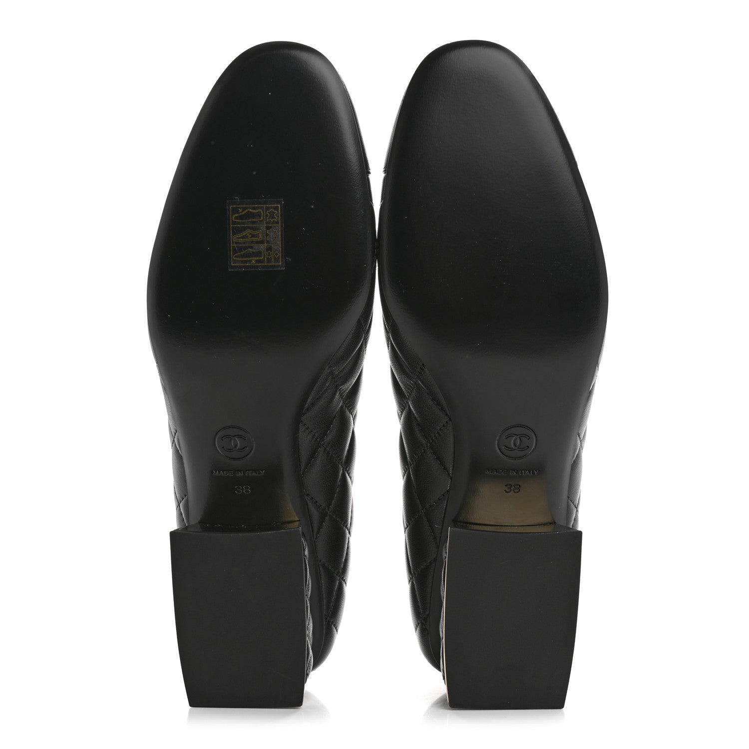 Chanel Lambskin Quilted CC Cap Toe Low Heel Pumps 38 Black 6 of 10