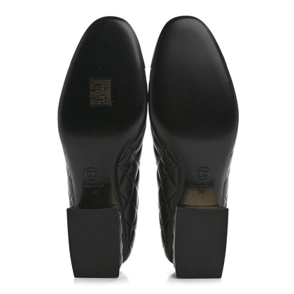 Chanel Lambskin Quilted CC Cap Toe Low Heel Pumps 38 Black 6 of 10