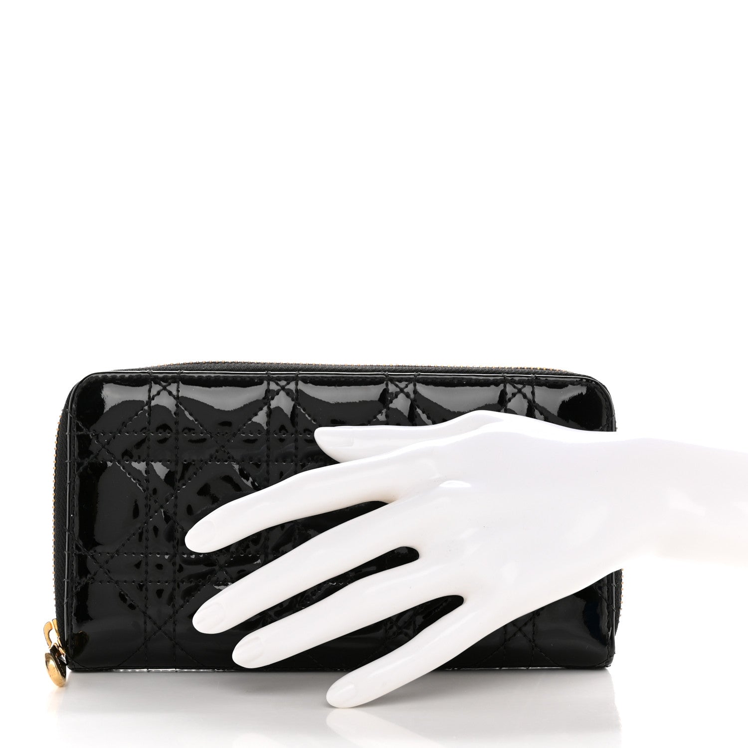 Christian Dior Patent Cannage Lady Dior Continental Wallet Black 2 of 8