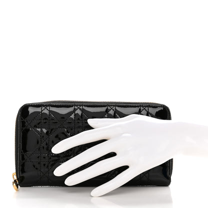 Christian Dior Patent Cannage Lady Dior Continental Wallet Black 2 of 8