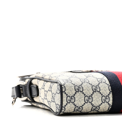 Gucci GG Supreme Monogram Textured Dollar Calfskin Web Small Ophidia Messenger Bag Beige Blue 8 of 9