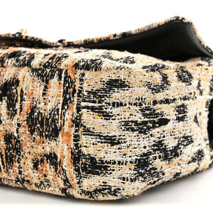 Chanel Tweed Mixed Fibers Leopard Print Small Souplissimo Maxi Flap Brown Black White 10 of 11
