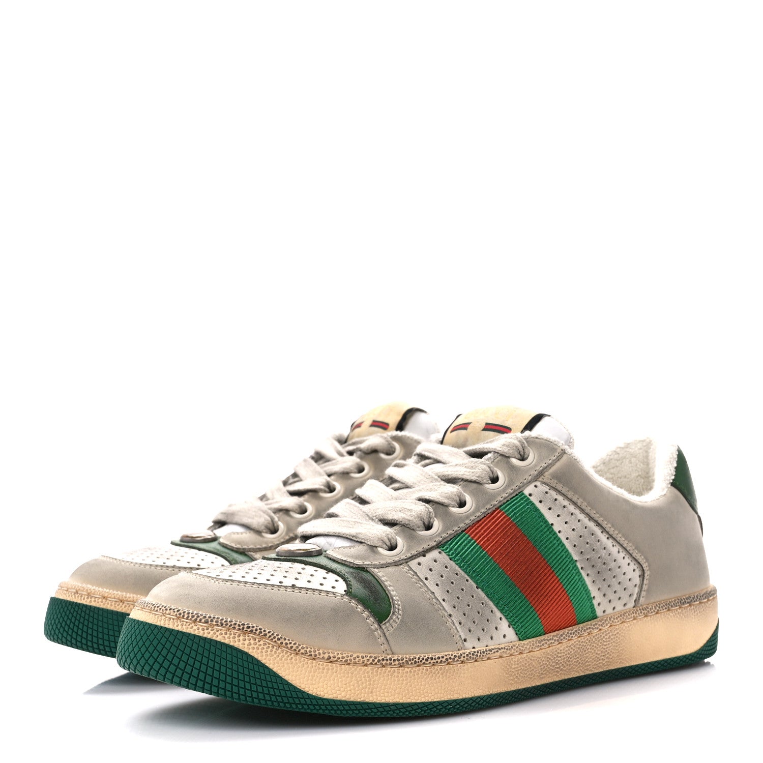 Gucci Nylon Nubuck Web Womens Screener Sneakers Mystic 36.5 Dusty Milk 3 of 10