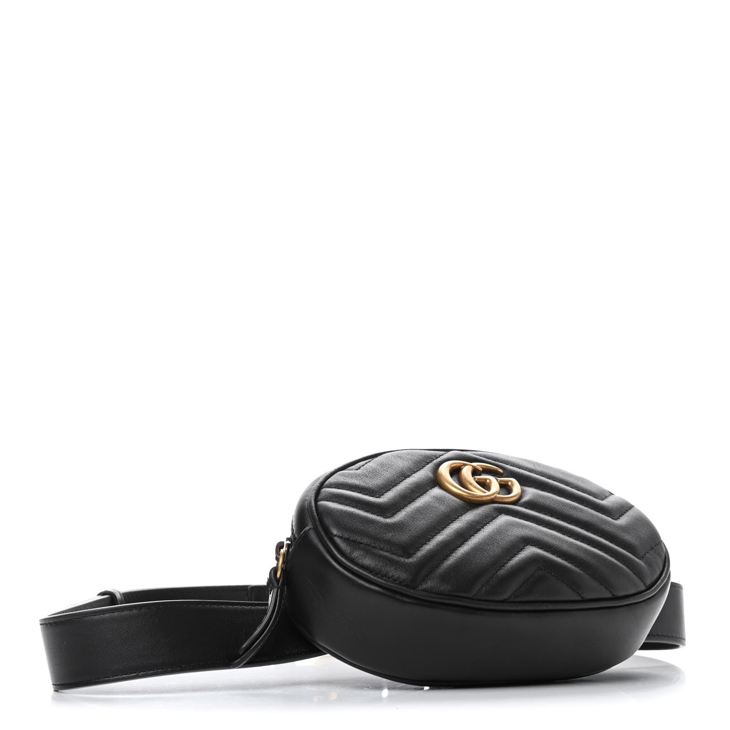 Gucci Calfskin Matelasse GG Marmont Belt Bag 85 34 Black 3 of 4