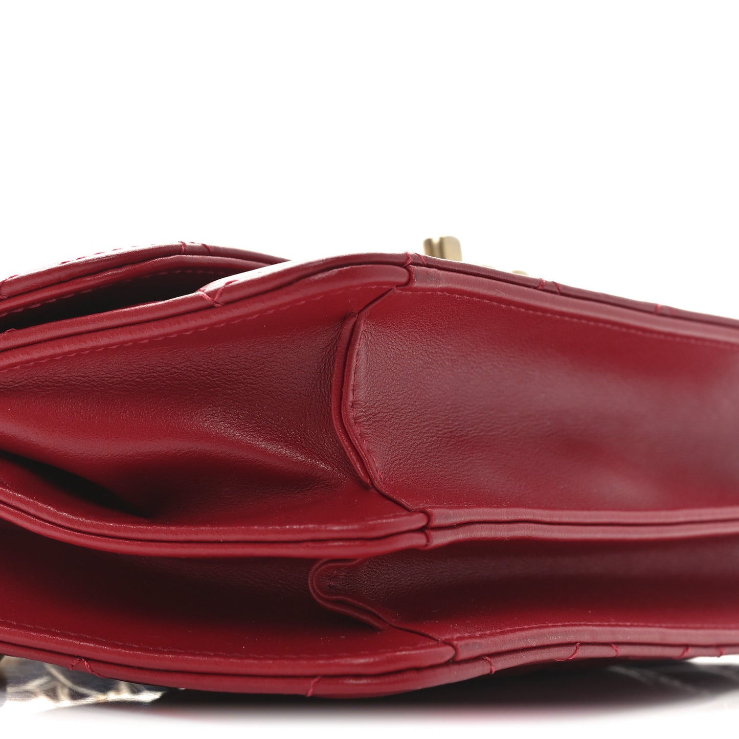 Lambskin Quilted Chunky Chain Handle Mini Flap Red