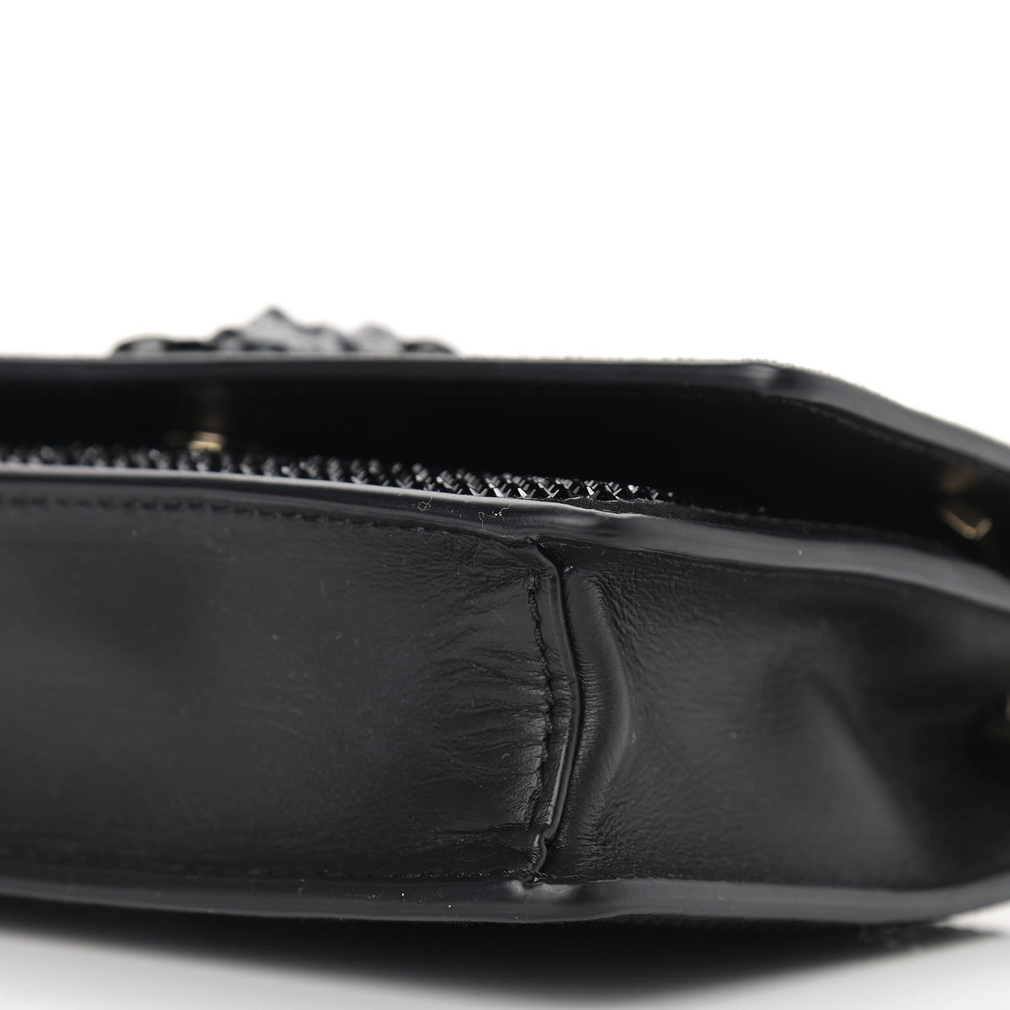 Calfskin Palazzo Crystal Chain Evening Bag Black
