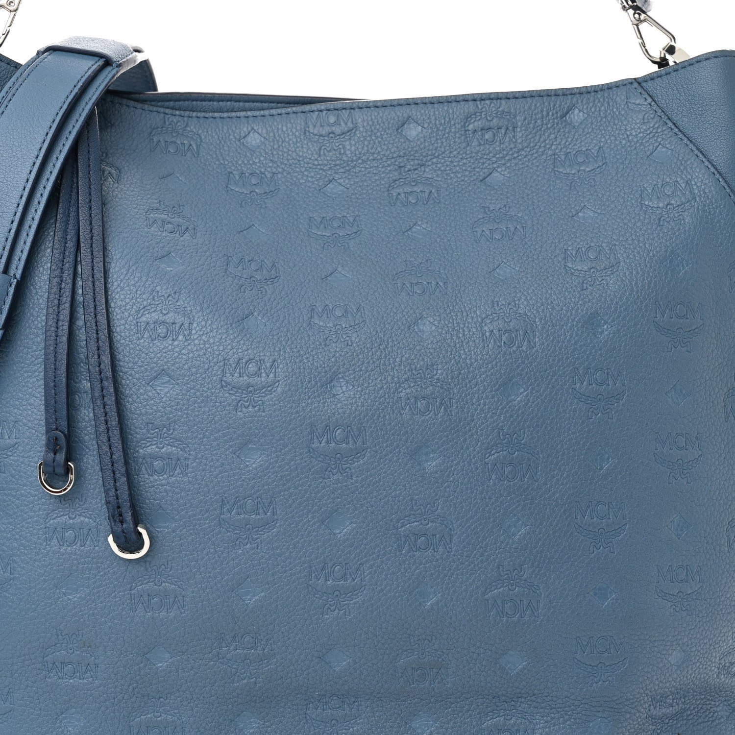 MCM Calfskin Ottomar Monogram Large Klara Hobo Luft Blue 7 of 16