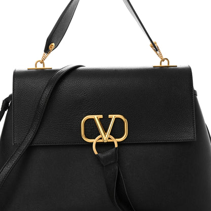 Valentino Garavani Pebbled Calfskin Large VRing Chain Shoulder Bag Black 7 of 10