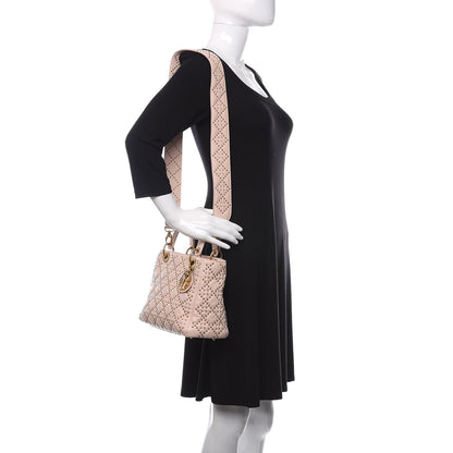 Christian Dior Calfskin Cannage Studded Medium Supple Lady Dior Light Pink 2 of 12