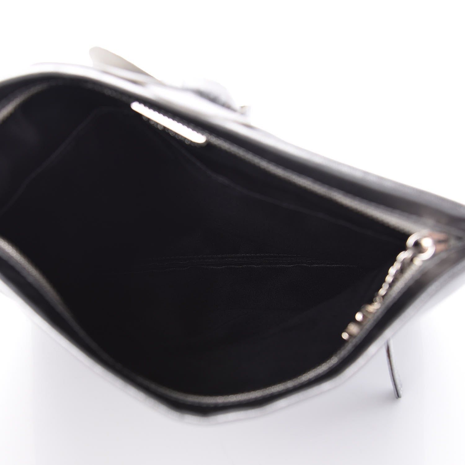 Chanel Metallic Lambskin Camellia Beauty Clutch Silver 5 of 15