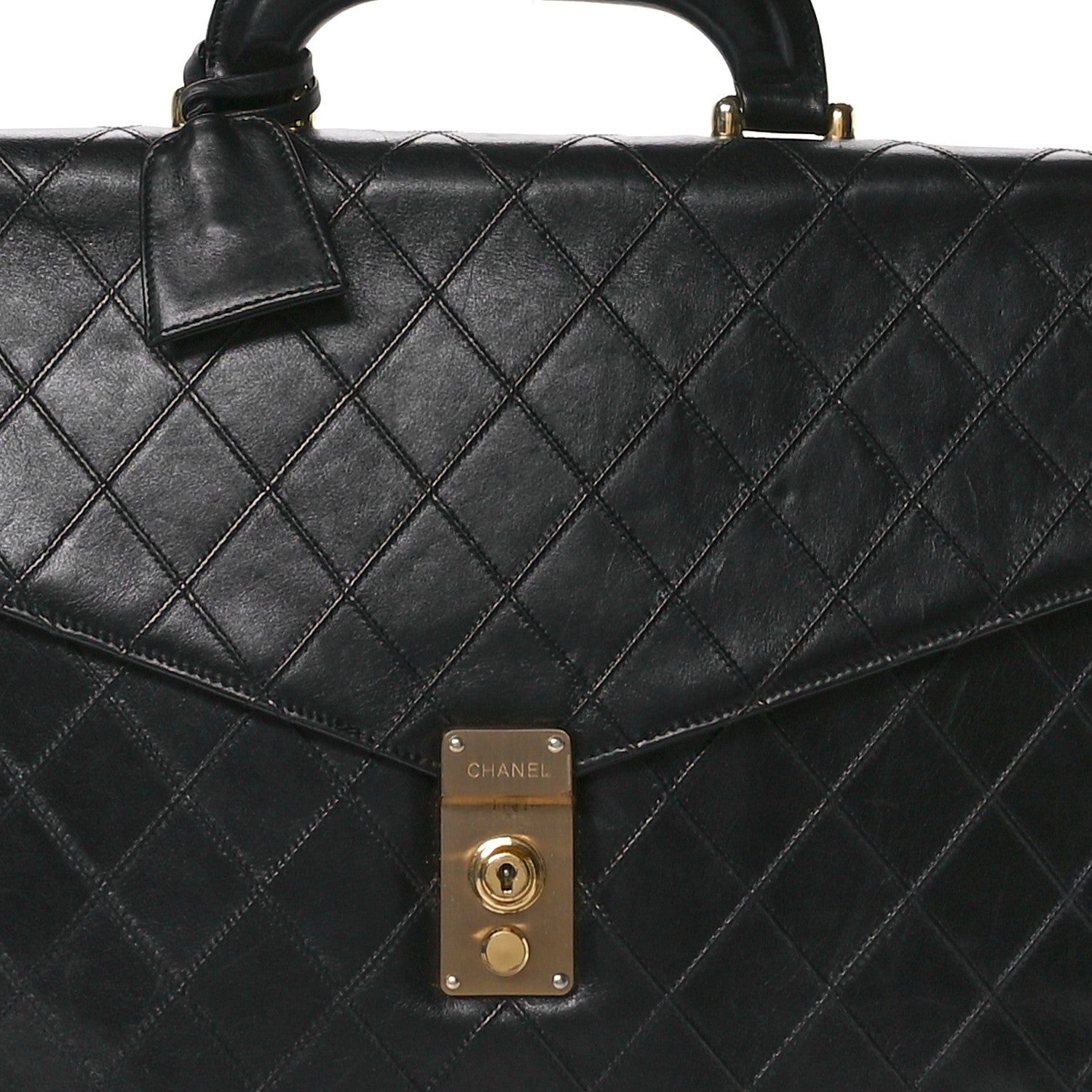 Chanel Lambskin Stitched Briefcase Bag Black 9 of 14