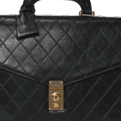 Chanel Lambskin Stitched Briefcase Bag Black 9 of 14