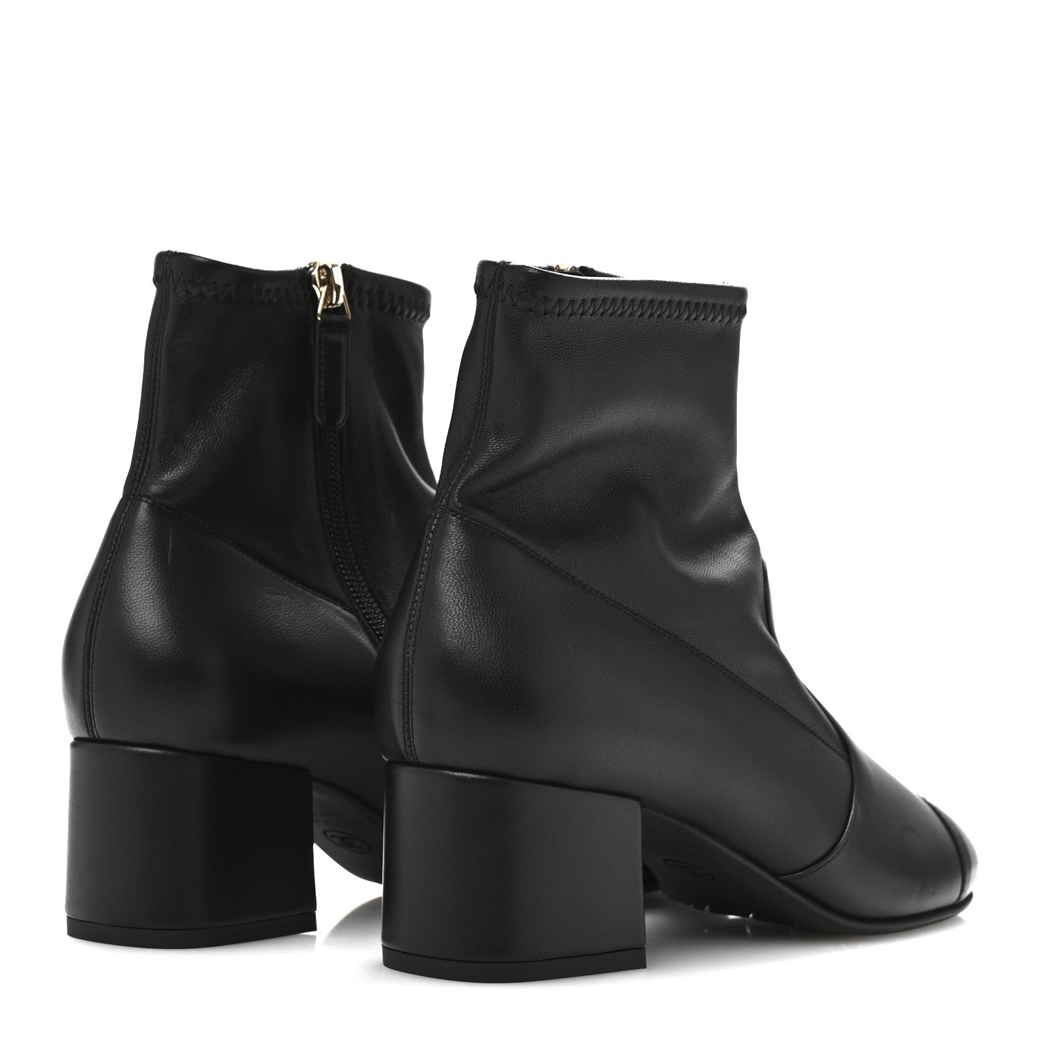 Chanel Stretch Lambskin Cap Toe CC Uniform Short Boots 37.5 Black 5 of 9