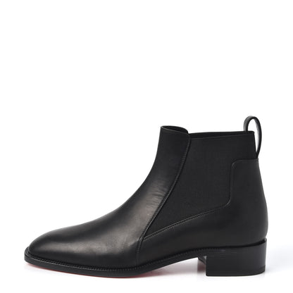 Christian Louboutin Calfskin Ingrassato Womens Marmada Flat Chelsea Boots 38 Black 1 of 9