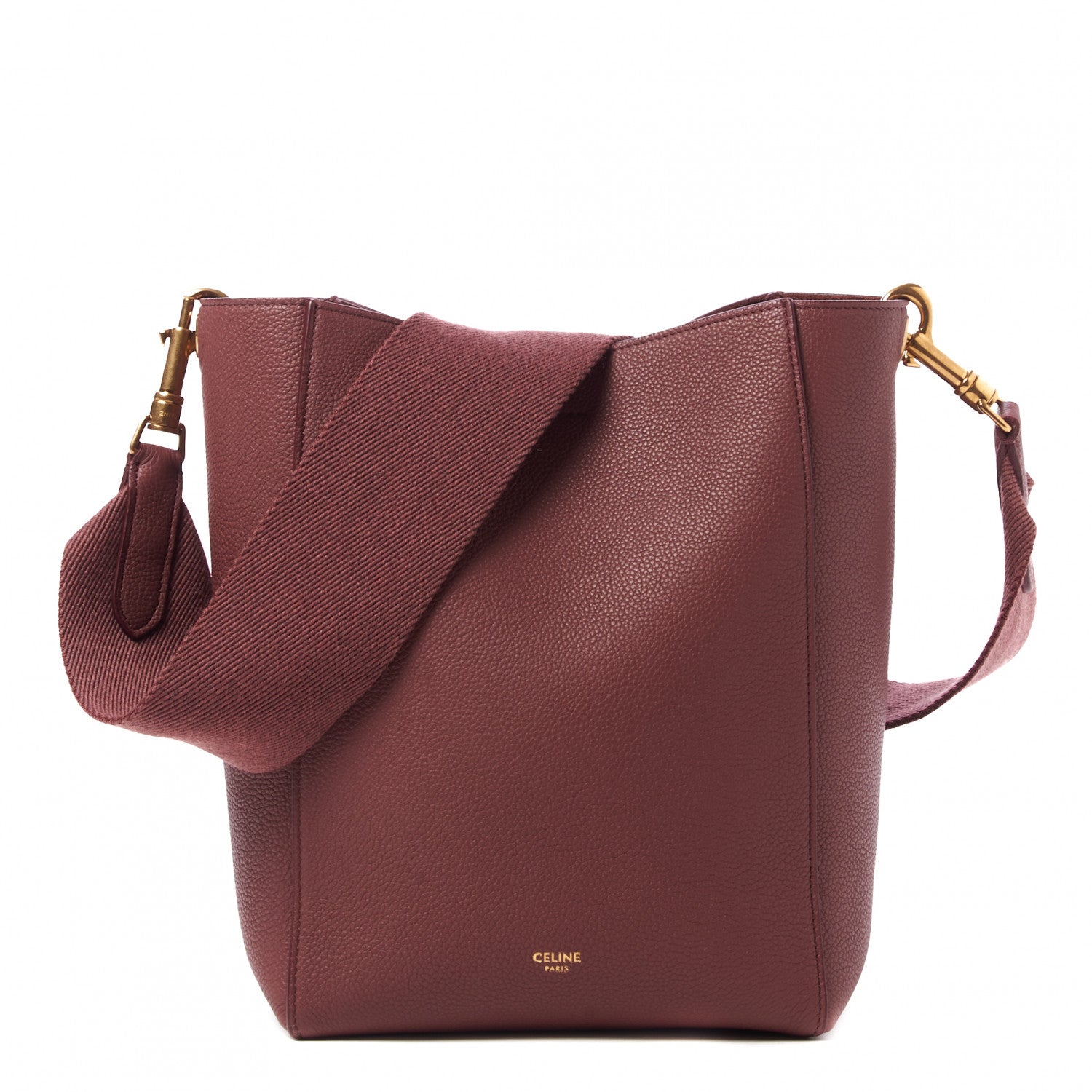 Celine Soft Grained Calfskin Small Sangle Bucket Bag Burgundy 1 of 7