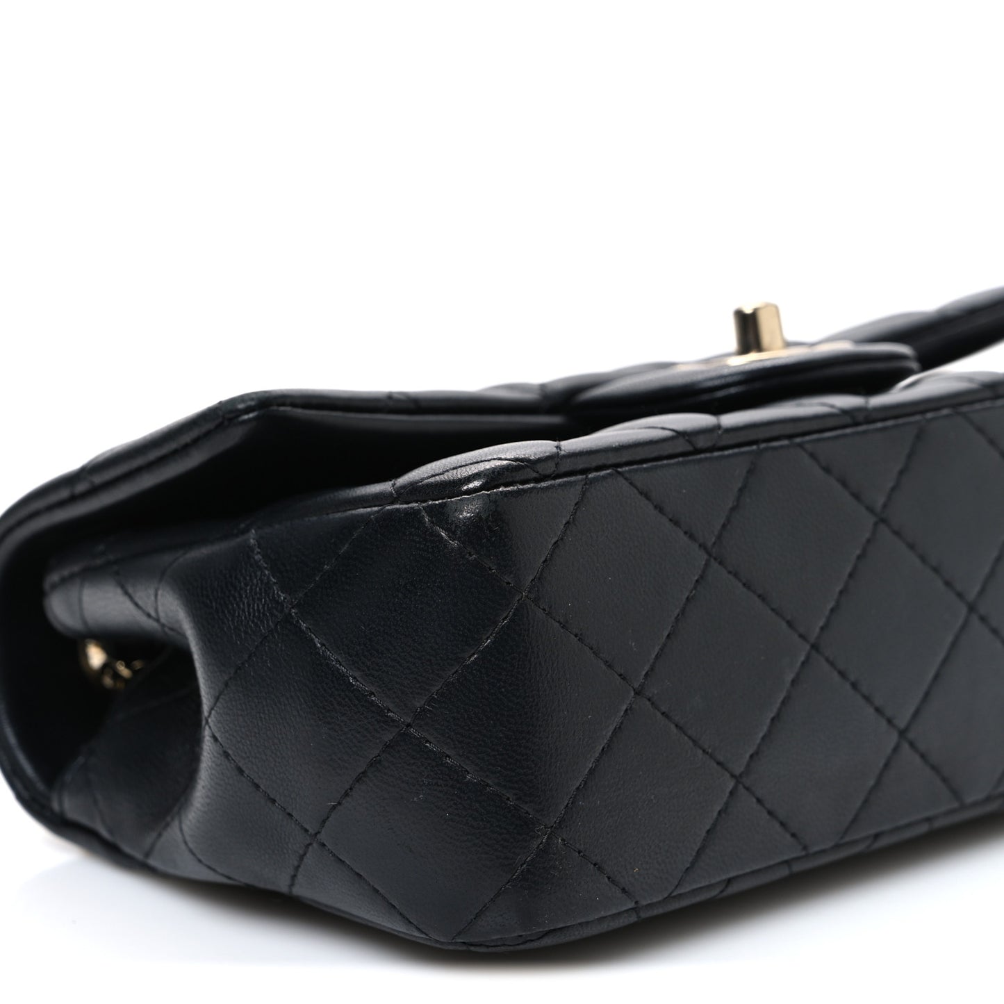Lambskin Quilted Mini Rectangular Flap Black