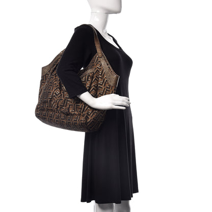 Fendi Zucca Vitello Large Chef Tote Tobacco Oro Moro 2 of 9