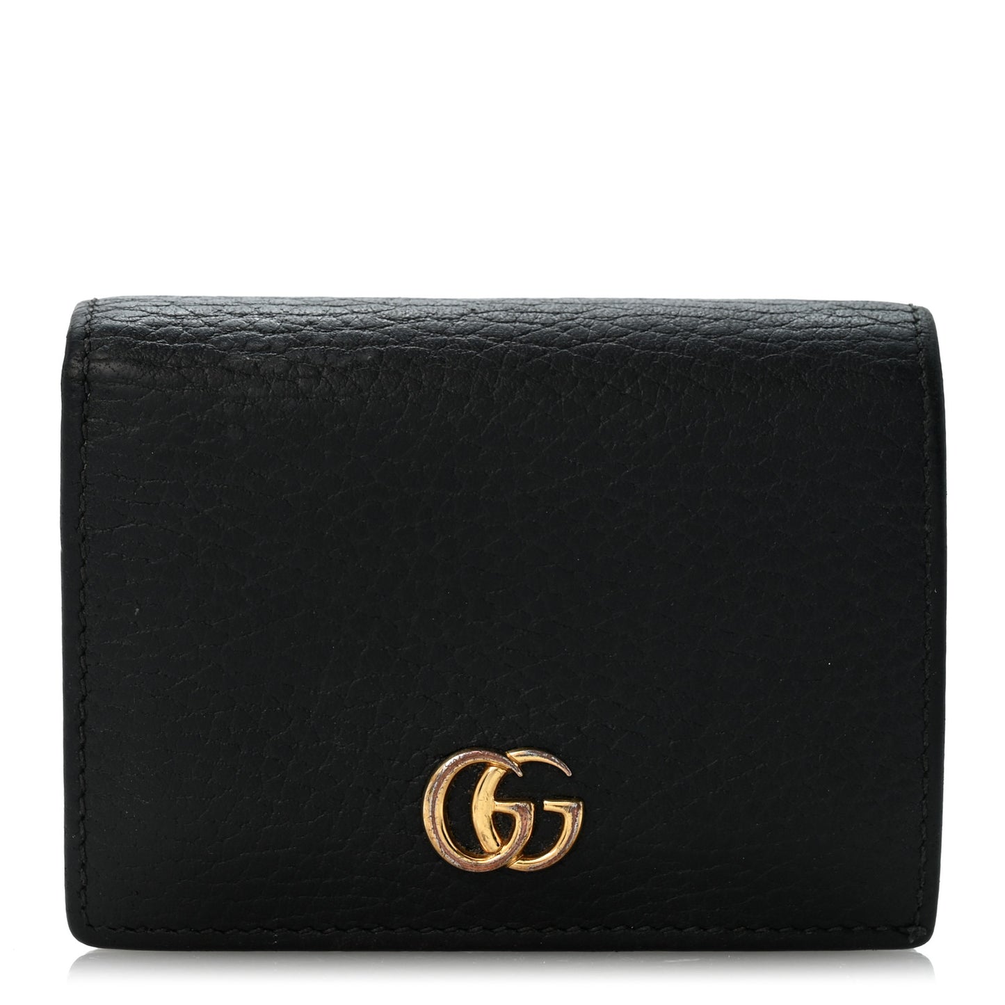 Pebbled Calfskin GG Marmont Card Case Black