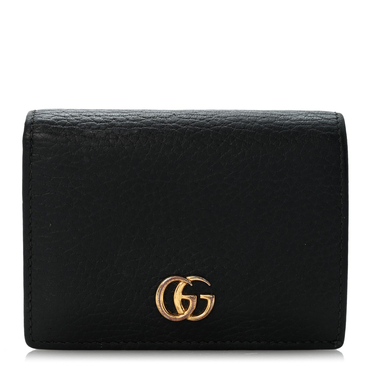Gucci Pebbled Calfskin GG Marmont Card Case Black 1 of 9