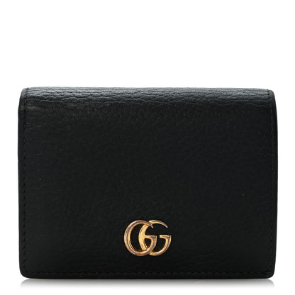 Gucci Pebbled Calfskin GG Marmont Card Case Black 1 of 9