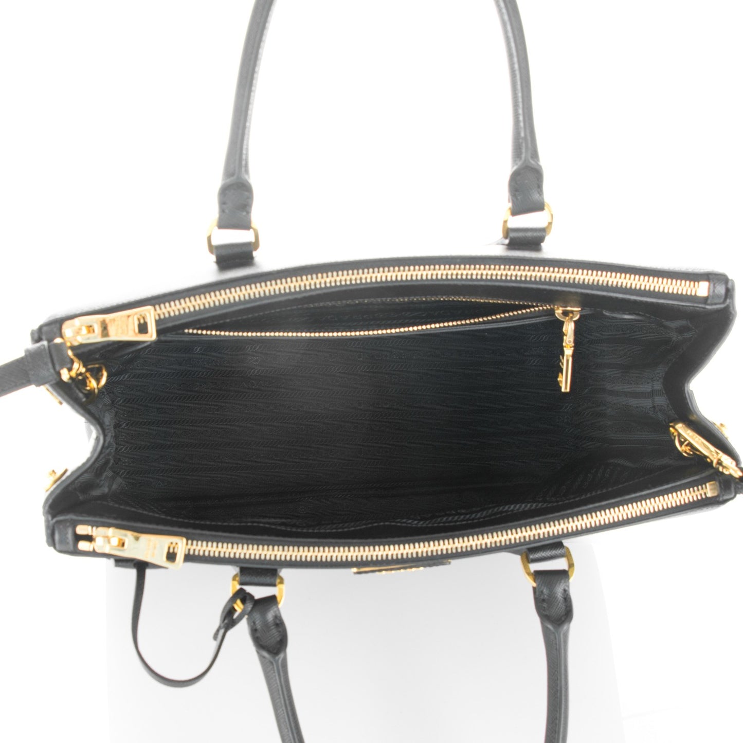 Saffiano Medium Galleria Double Zip Tote Black