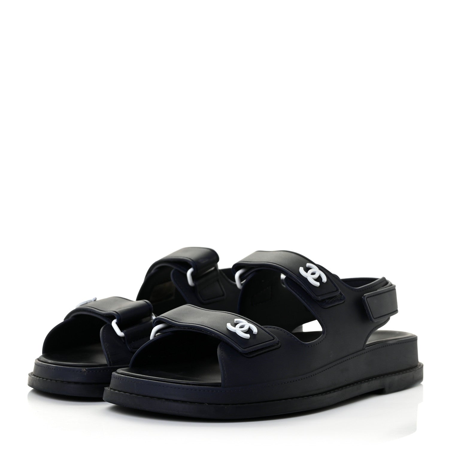 Chanel Rubber CC Dad Sandals 37 Navy 3 of 9
