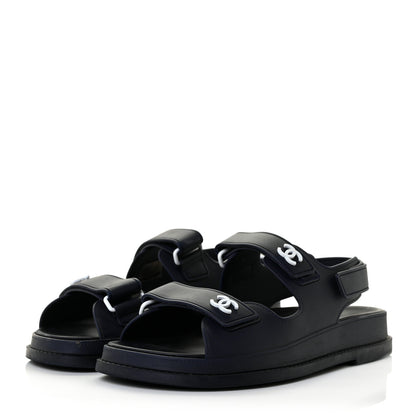 Chanel Rubber CC Dad Sandals 37 Navy 3 of 9