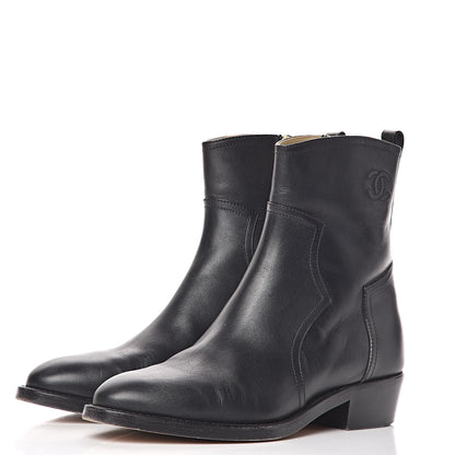 Chanel Calfskin Paris Dallas Zip Ankle Boots 37 Black 3 of 16
