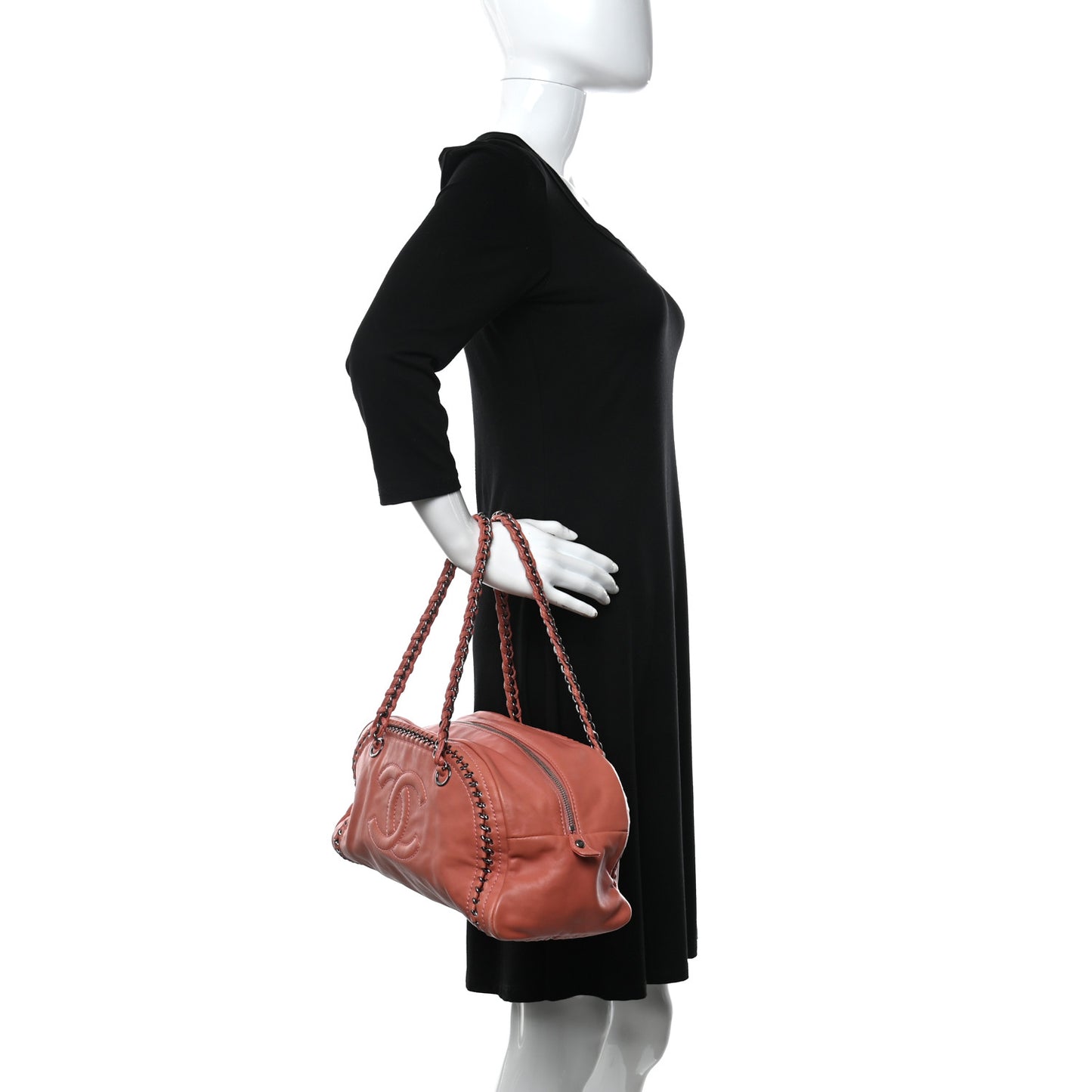 Smooth Calfskin Medium Luxe Ligne Bowler Coral