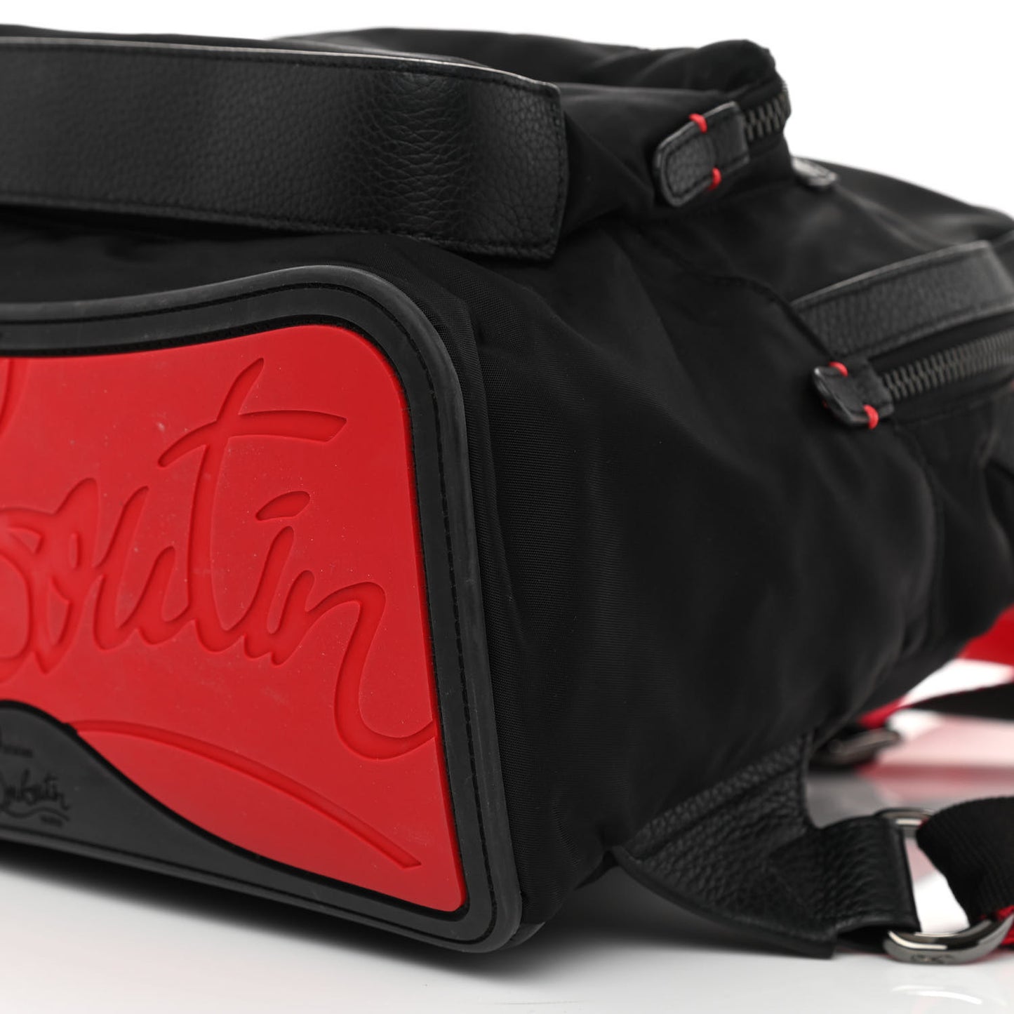 Nylon Calfskin Small Backloubi Backpack Black