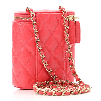 Chanel Caviar Quilted Small Vertical Coco Beauty Vanity Case With Chain Red 3 of 11