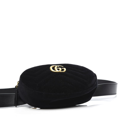 Gucci Velvet Matelasse GG Marmont Belt Bag 95 38 Black 3 of 11